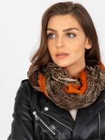 Hurtownia online Brązowa chusta komin z nadrukiem 