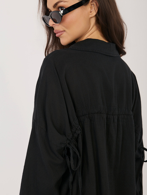 Czarna letnia koszula z wiązaniami na plecach