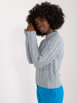 Hurt Miętowy damski sweter w warkocze MAYFLIES