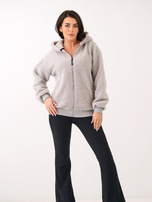 Jasnoszara damska bluza baranek z kieszeniami