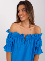 Hurt Blue cotton off-the-shoulder blouse.