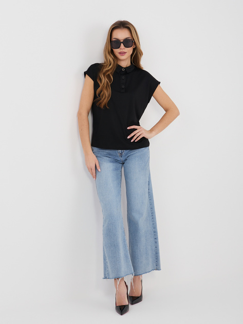 Czarna casualowa koszulka polo SUBLEVEL