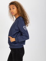 Hurt Granatowa pikowana bluza bomberka z naszywką RUE PARIS