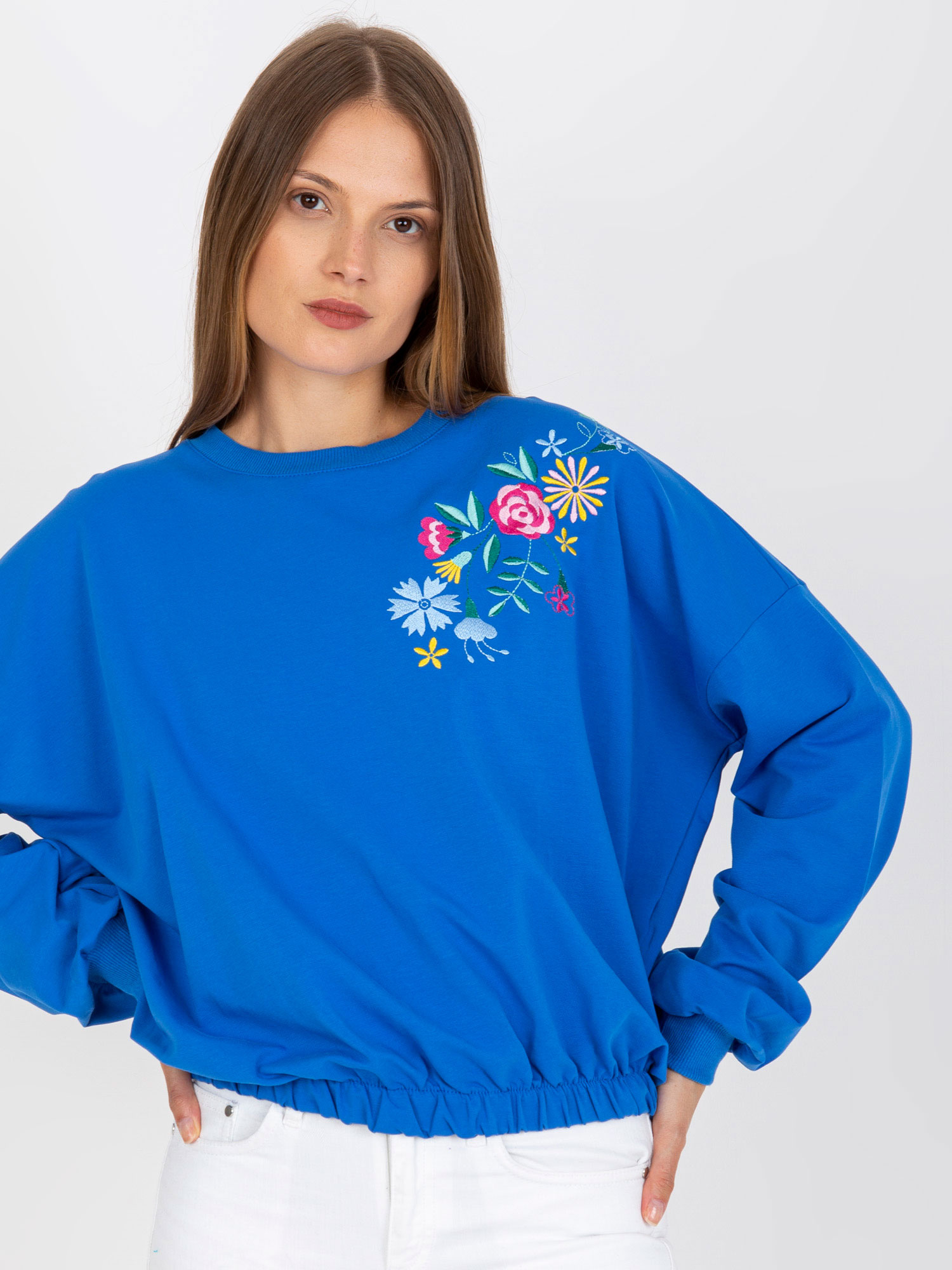Ciemnoniebieska bluza bez kaptura bawełniana RUE PARIS