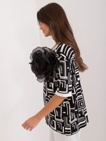 Hurtownia Czarna damska bluzka w geometryczny wzór