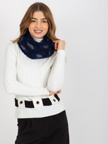 Hurt Granatowo-ciemnoniebieski komin zimowy w panterkę