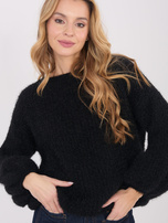 Czarny sweter oversize z domieszką wełny