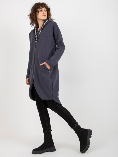 Hurt Grafitowa długa dresowa bluza rozpinana oversize