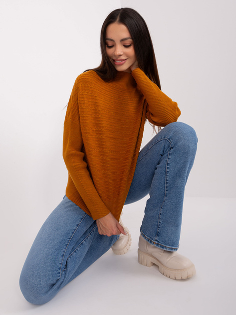 Hurt Jasnobrązowy sweter asymetryczny z wełną