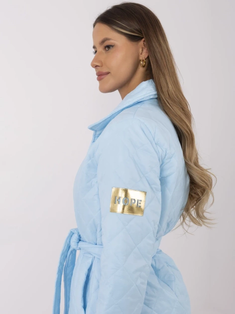 Hurt Jasnoniebieski pikowany płaszcz z zapięciem na guziki