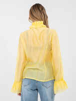 Żółta prześwitująca koszula z kokardą 