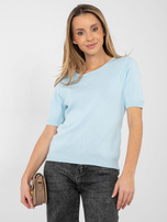 Jasnoniebieski sweter w jednolitym kolorze