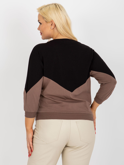 Hurt Czarno-brązowa bluzka plus size basic z rękawem 3/4