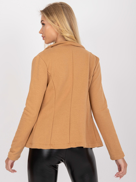 Camelowy dresowy żakiet z długim rękawem