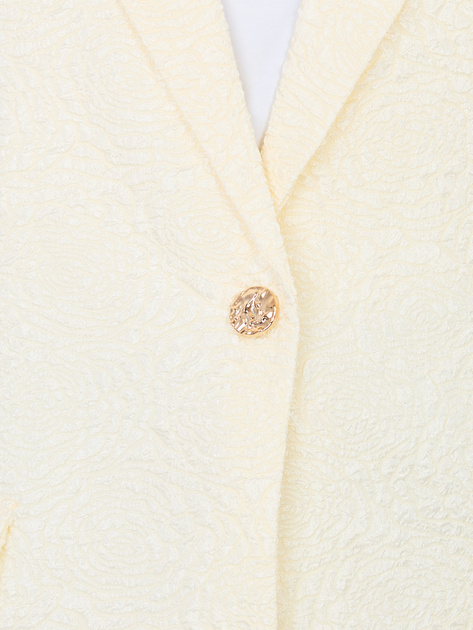 Maślana żółta żakardowa marynarka z imitacją kieszeni RUE PARIS