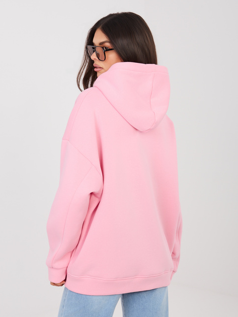 Pastelowa różowa dresowa bluza basic z kapturem RUE PARIS