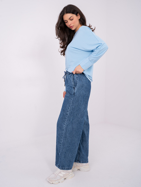 Ciemnoniebieskie szerokie jeansy z wiązaniem SUBLEVEL