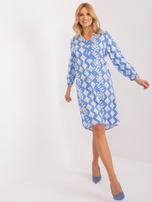 Hurt Niebieska asymetryczna sukienka z printem