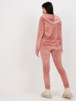 Hurt light pink women's velour set with patches.