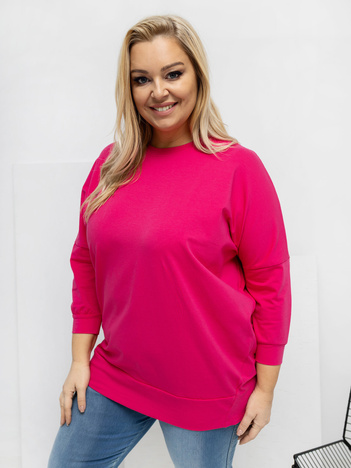 Fuksjowa bawełniana bluzka plus size