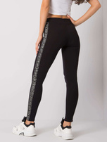 Czarno-srebrne legginsy z lampasami Akemi RUE PARIS