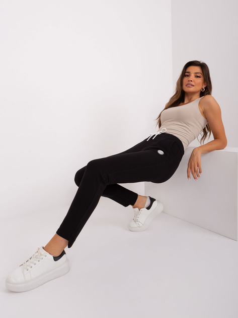 Hurt Czarne damskie spodnie dresowe z bawełny