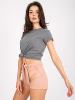 Ciemnoszary t-shirt basic z bawełny Peachy