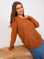 Hurt Jasnobrązowy sweter klasyczny z długim rękawem