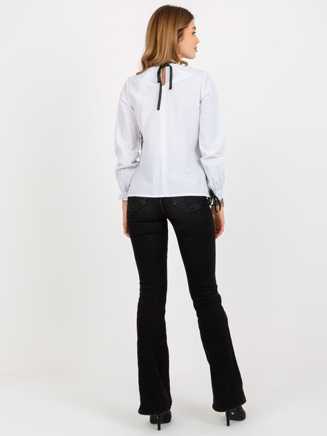 Hurt Biało-czarna bluzka wizytowa w kropki z wiązaniem