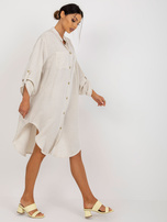 Hurt Jasnobeżowa sukienka szmizjerka oversize OCH BELLA