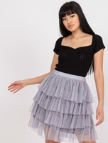 Szara tiulowa spódnica z falbanami i podszewką Suerta OCH BELLA 