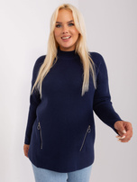 Hurt Granatowy damski sweter plus size z półgolfem