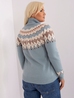 Hurt Miętowy damski sweter plus size z golfem