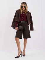 Bordový dámský cardigan se zlatými knoflíky.