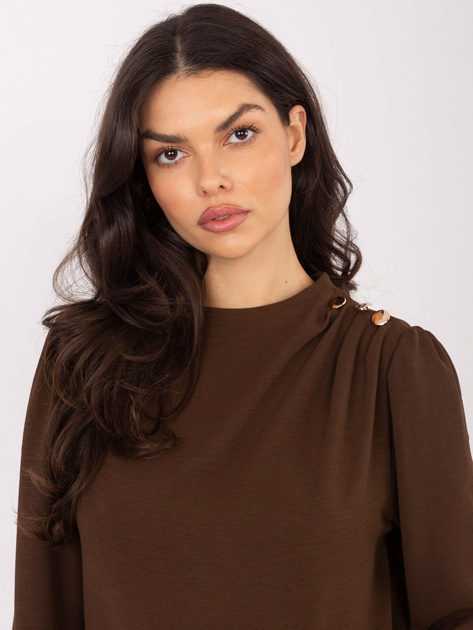 Brązowa elegancka bluzka z drapowaniem