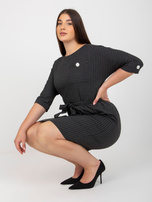 Hurt Ciemnoszara ołówkowa sukienka plus size w paski z kieszenią  