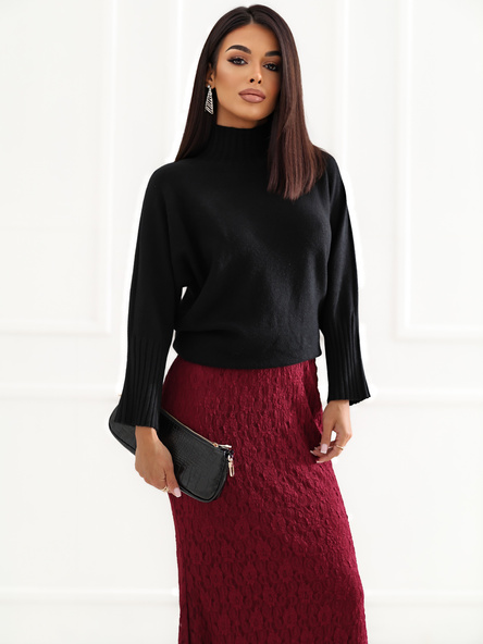 Czarny damski sweter oversize z golfem