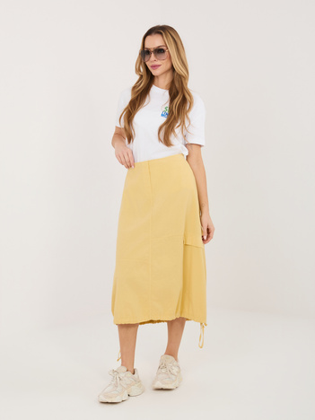 Jasnożółta midi spódnica z sztruksu RUE PARIS