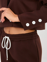 Brązowy dresowy komplet z krótką marynarką RUE PARIS