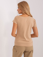 Hurtownia Camelowa damska bluzka basic w prążek