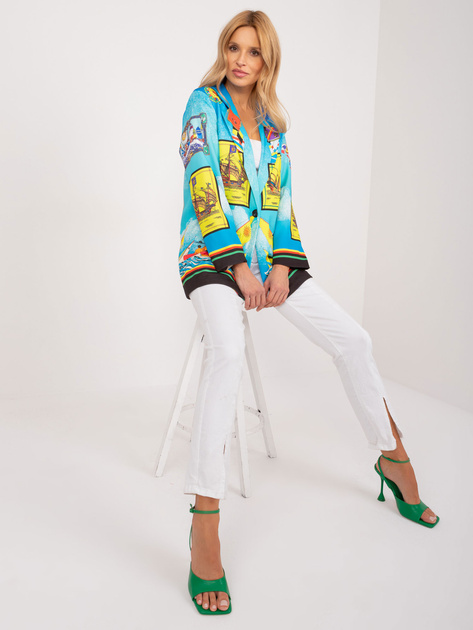 Hurt Niebieska jednorzędowa marynarka z printem