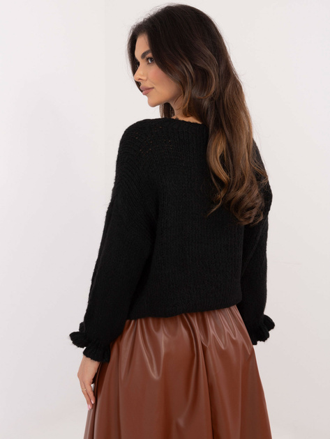 Hurt Czarny sweter oversize z domieszką wełny