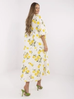 Ecru-yellow oversized maxi dress with ruffle.