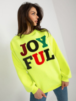 Hurt Fluo żółta dresowa bluza bez kaptura z naszywkami