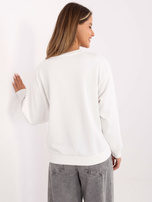 Wholesale Ecru women's loose sweatshirt without a hood with inscriptions.
