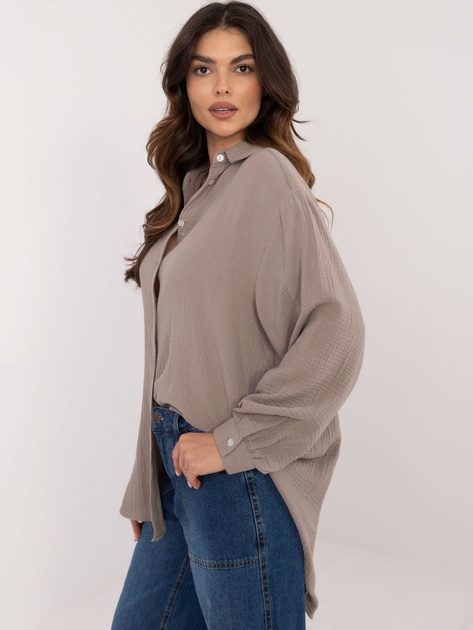 Hurt Ciemnobeżowa długa koszula z muślinu SUBLEVEL