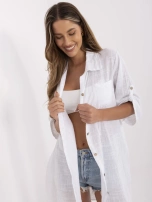 Biała letnia sukienka z rękawem 3/4 OCH BELLA