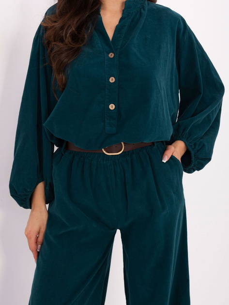 Morskie szerokie spodnie z sztruksu