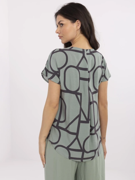 Khaki bluzka w geometryczne wzory SUBLEVEL