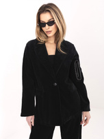 Czarna sztruksowa marynarka z imitacją kieszeni RUE PARIS